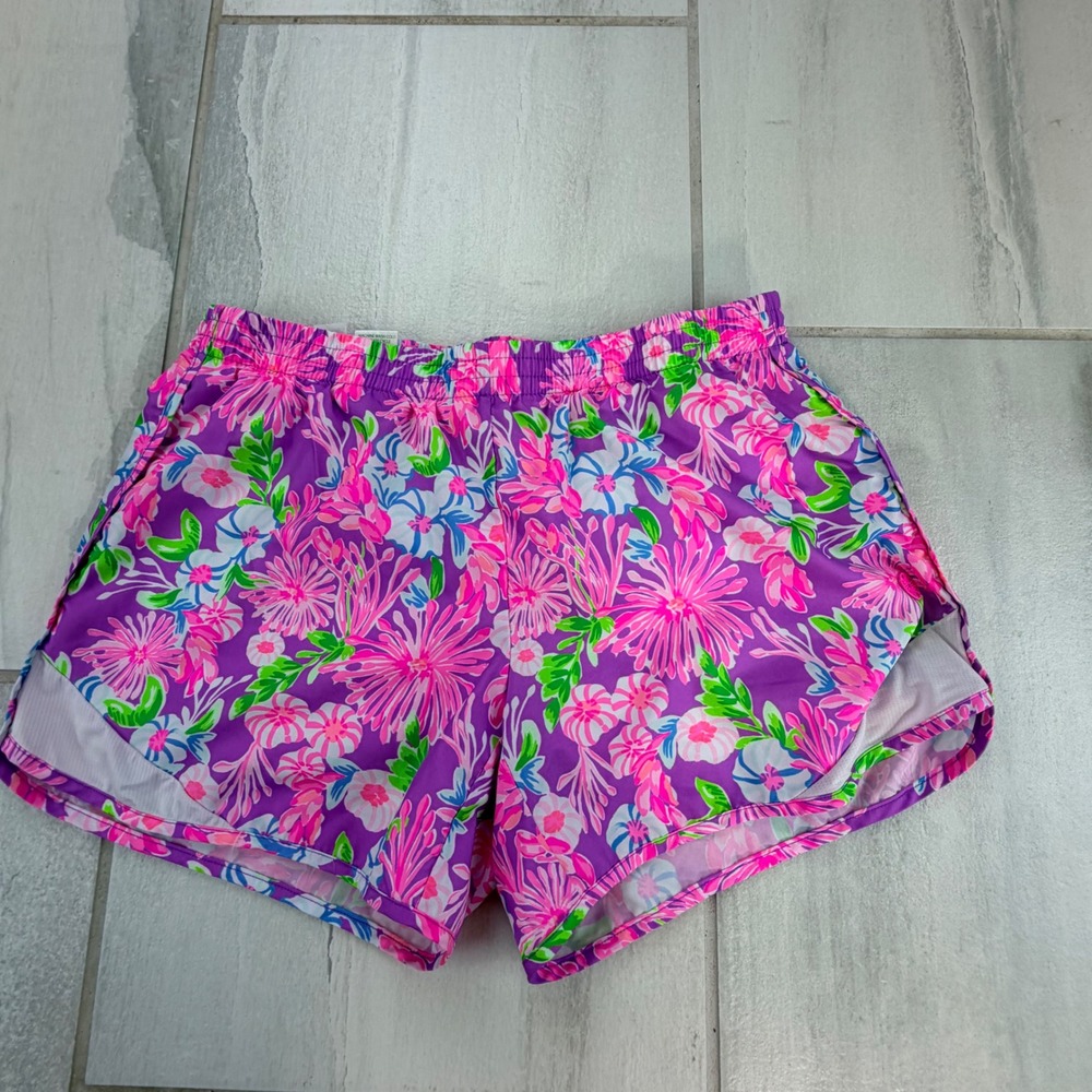Lilly Pulitzer Luxletic Purple Floral Athletic Running Shorts Womens XS